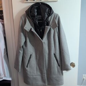 Addition Elle Gray Jacket with Interior Puffer Coat Built In